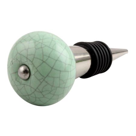 Mint Green Crackle Ceramic Wine Stopper